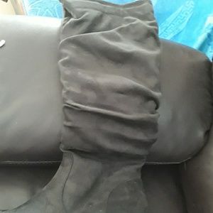 Black suede slotch boots